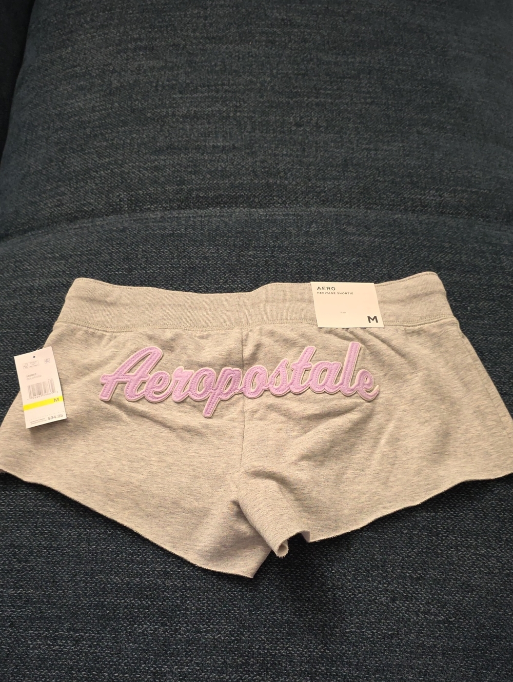 Aeropostale Light Gray Women's Athletic Shorts with Pink Logo